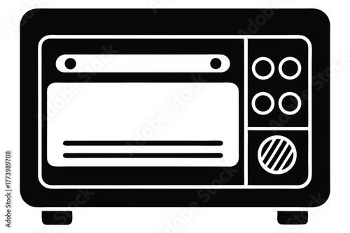 electric oven black and white silhouette on white background