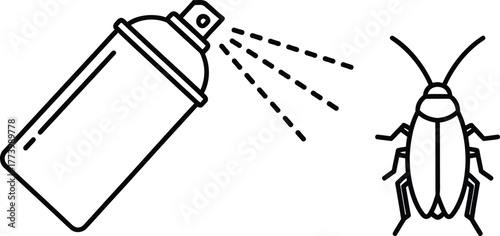 Insecticide pest control, aerosol spray being used to kill an insect vector illustration 
