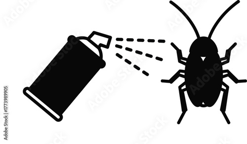 Insecticide pest control, aerosol spray being used to kill an insect vector illustration 