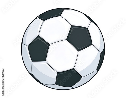 A cartoon of a classic soccer ball composed of black pentagons and white hexagons