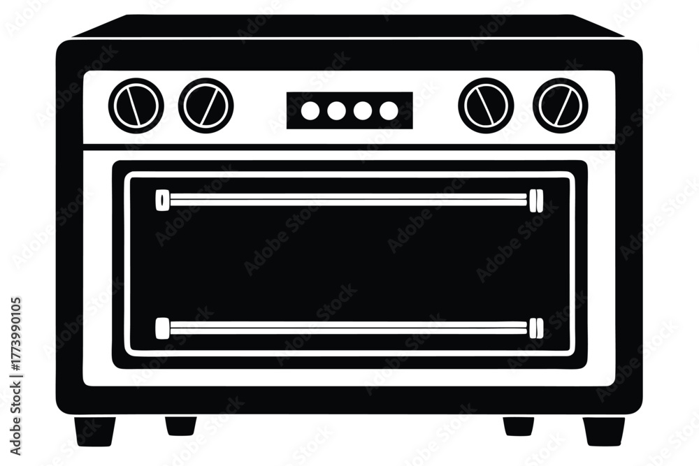 Fototapeta premium electric oven black and white silhouette on white background