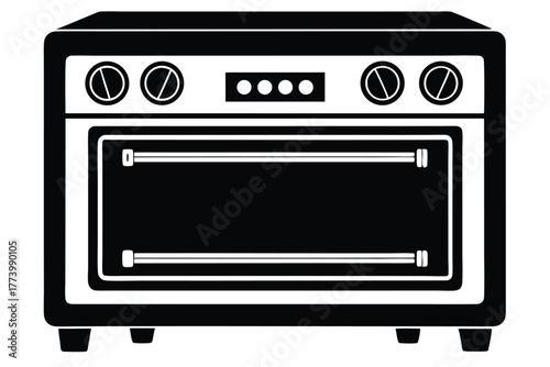 electric oven black and white silhouette on white background