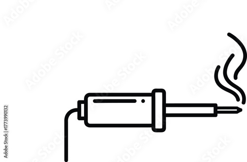 Hot soldering iron tool vector for electronic repair and industrial maintenance illustration