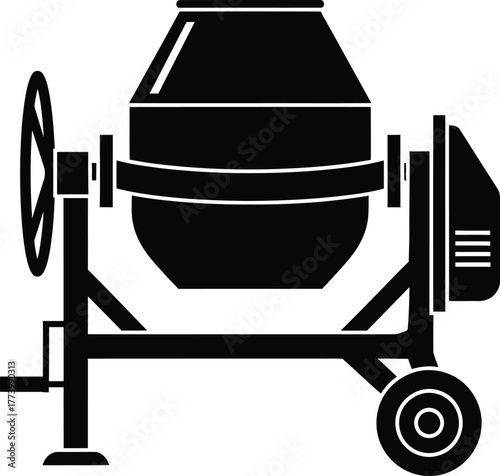Concrete mixer machine vector icon