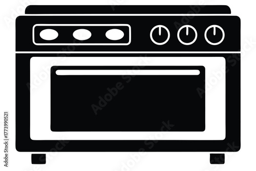 electric oven black and white silhouette on white background