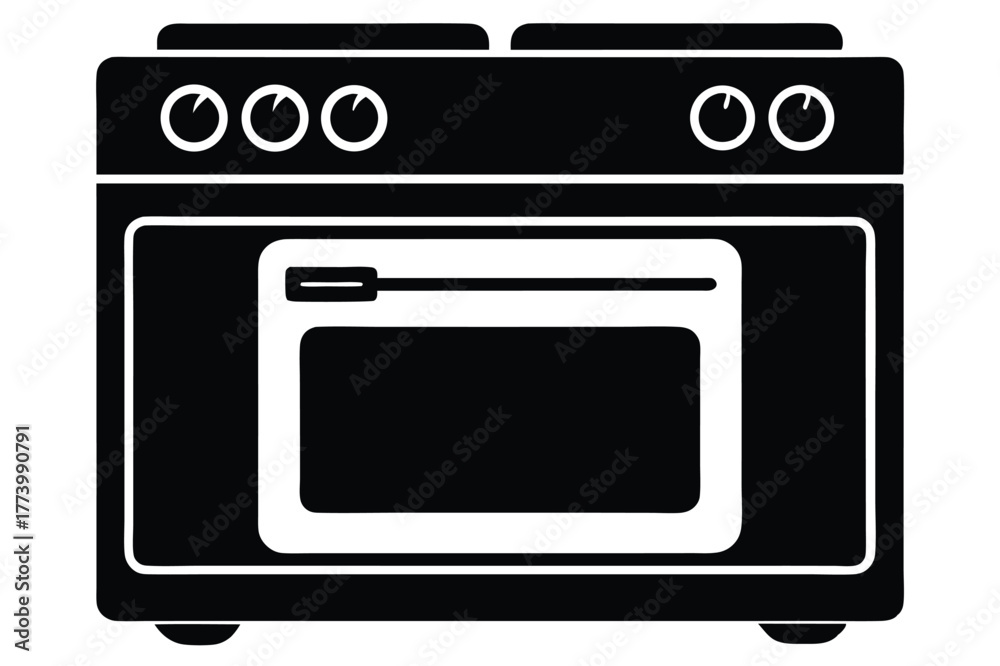 Obraz premium electric oven black and white silhouette on white background