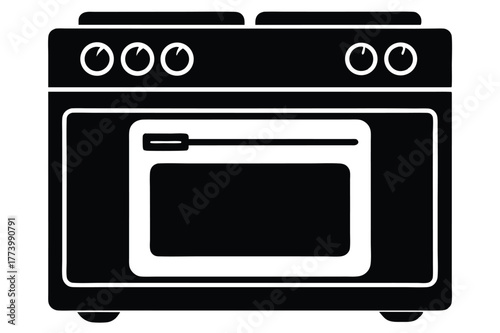 electric oven black and white silhouette on white background