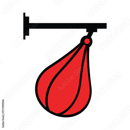 Red speed bag icon hanging from a wall mount