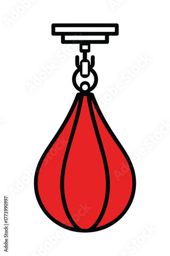Red speed bag icon mounted on wall for boxing training