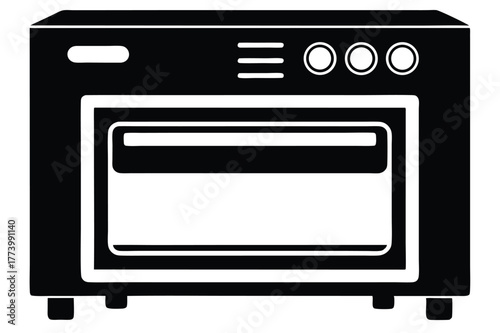 electric oven black and white silhouette on white background