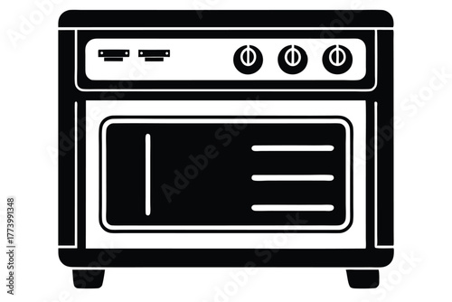 electric oven black and white silhouette on white background