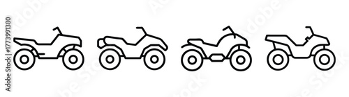 Collection of four outline all terrain vehicles quad bikes side view