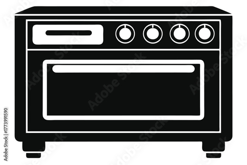 electric oven black and white silhouette on white background
