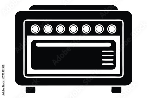 electric oven black and white silhouette on white background