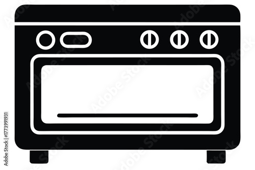 electric oven black and white silhouette on white background