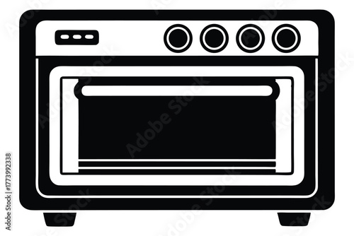 electric oven black and white silhouette on white background