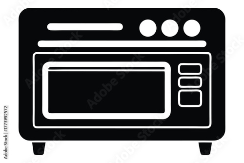 electric oven black and white silhouette on white background