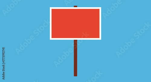 Simple minimalist blank sign on blue background