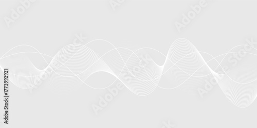 White abstract background with flowing particles. White and gray Digital futuristic technology concept background. Dynamic waves use for business, corporate, poster, template, illustration