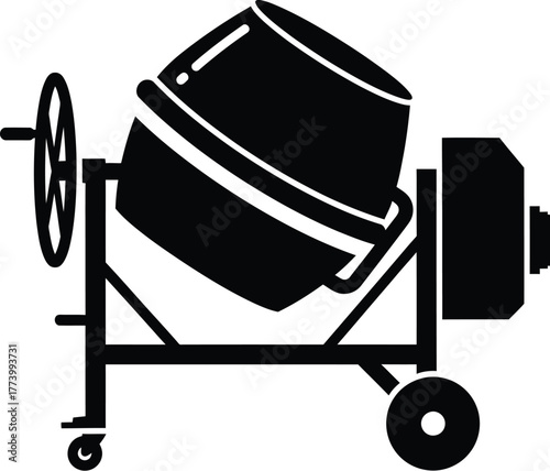Concrete mixer machine vector icon