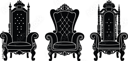 Royal throne chair vector illustration with vintage ornate luxury design