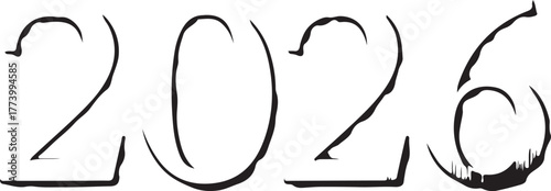 Year 2026 text illustration