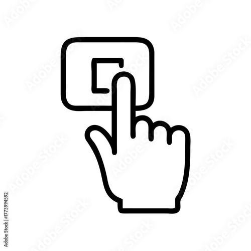 Finger pressing or selecting a button, simple and clean vector style illustration