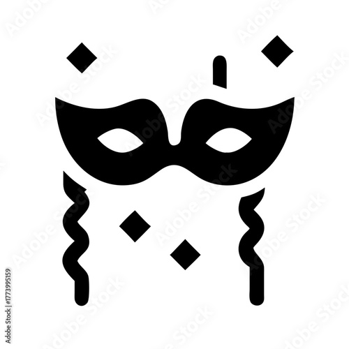 Festive masquerade mask with party decorations, ready for a celebration