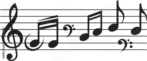 Elegant Musical Notation with Treble and Bass Clef on Staff, a C