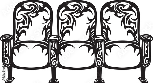 Intricate Theatrical Seating Arrangement with Abstract Tribal Or