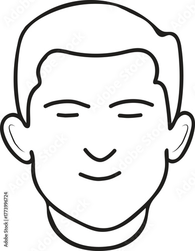 Simple line drawing of a man s face with closed eyes