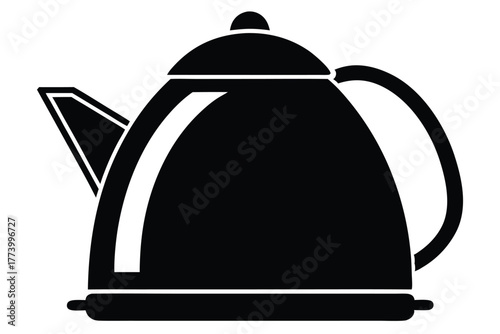 electric kettle black and white silhouette on white background
