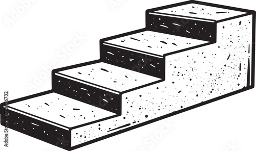 Monochrome graphic illustration of concrete steps for success or