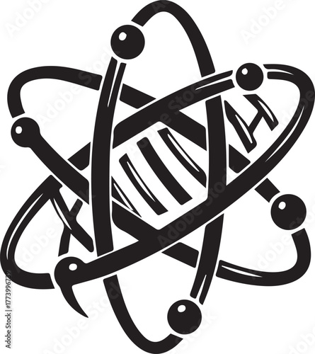 Stylized Vector Illustration: Symbolic Representation of Science