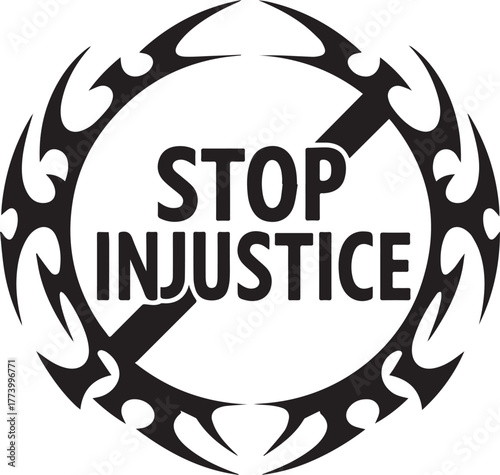 Tribal tattoo style design calling to stop injustice and promote