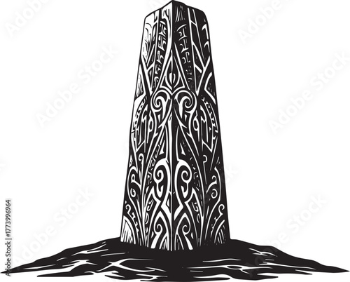 Monolith Enigma: A Tribal-Inspired Monument of Abstract Geometri