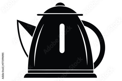 electric kettle black and white silhouette on white background