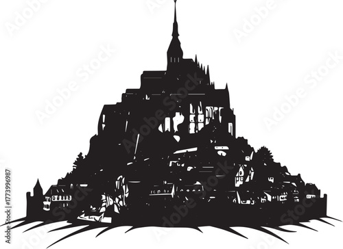 Striking silhouette of hilltop village and monastery, a timeless