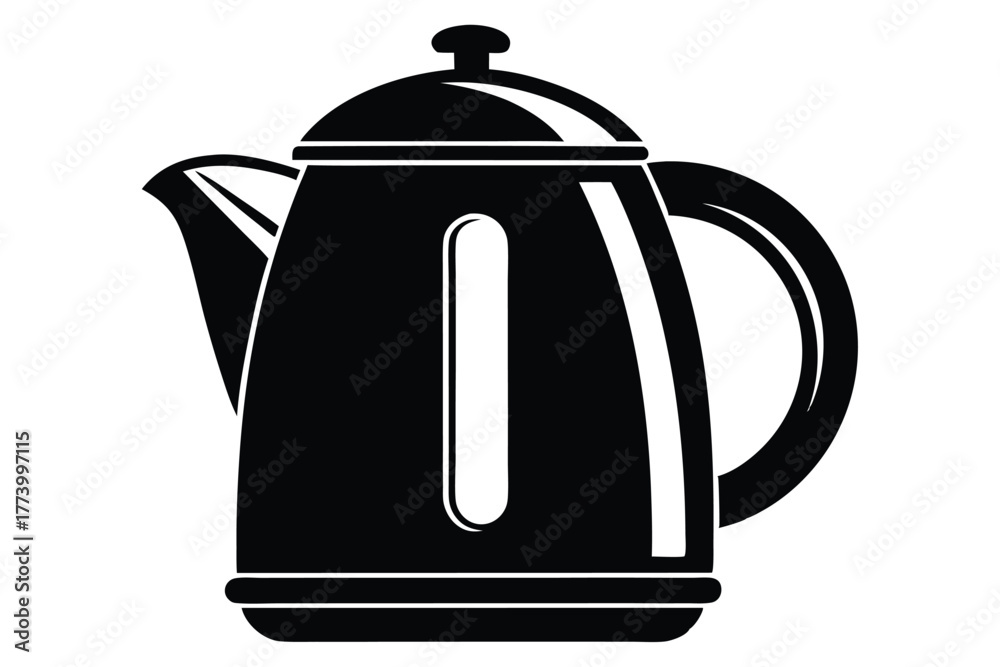 Fototapeta premium electric kettle black and white silhouette on white background