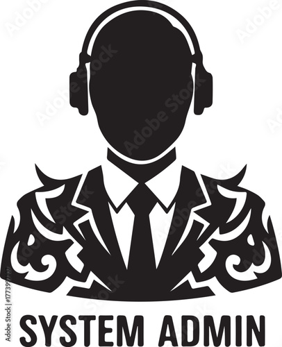 Stylized System Administrator Avatar with Headphones and Tribal
