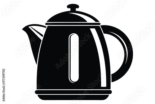electric kettle black and white silhouette on white background