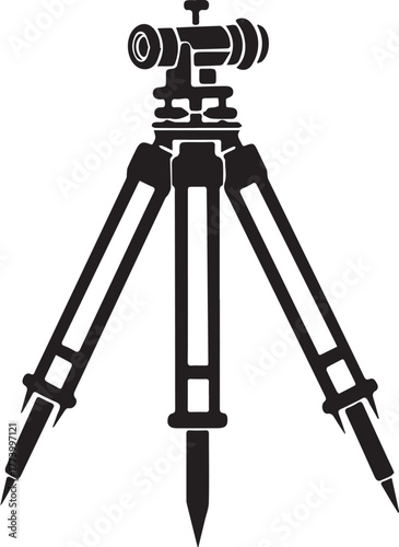Black and white surveying equipment standing on a tripod for con