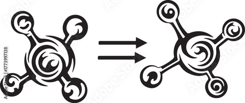 Abstract tribal rendition demonstrating a chemical transformatio