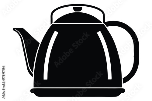electric kettle black and white silhouette on white background