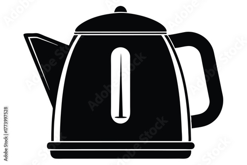 electric kettle black and white silhouette on white background