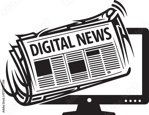 Conceptual illustration showcasing digital news arriving on a co