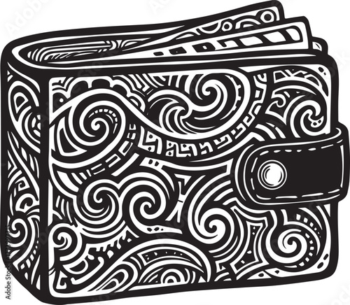 Intricate pattern adorns a wallet illustration symbolizing secur