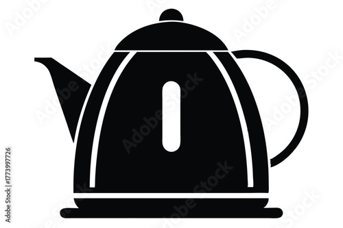 electric kettle black and white silhouette on white background