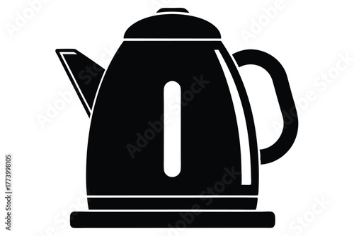 electric kettle black and white silhouette on white background