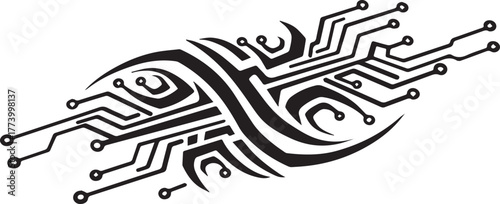 Futuristic tribal art fusion showcasing technology and tradition